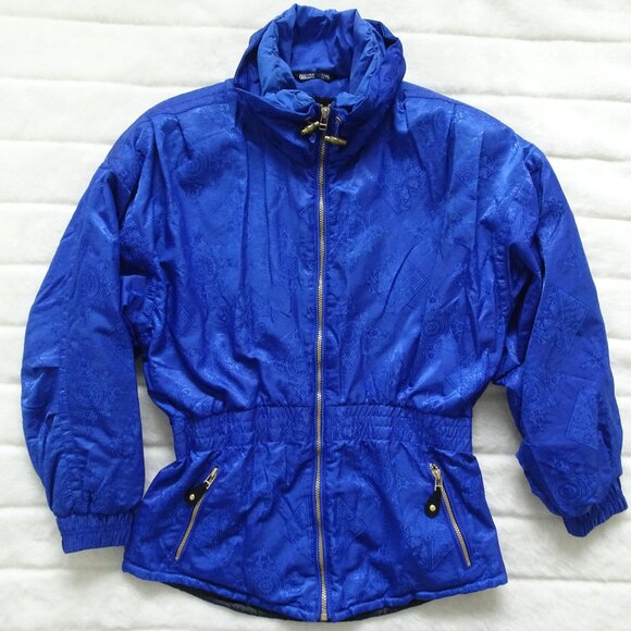 Obermeyer Women's Ski Jacket VTG 90s Size 10 Blue Full Zip Snow Du Point Thermo - Picture 1 of 10